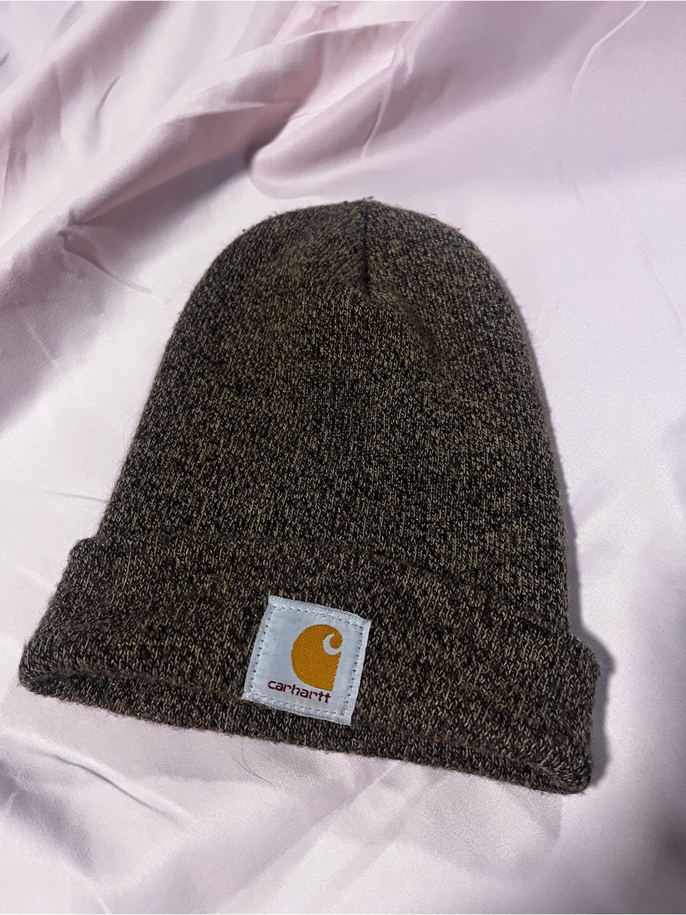 Carhartt Kids Olive Brown Cuffed Knit Beanie with Logo Patch